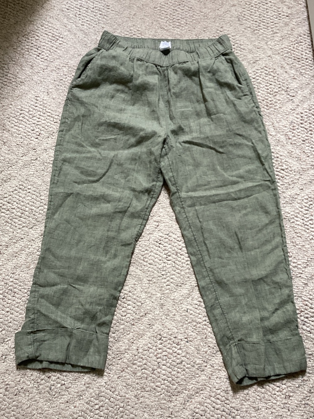 Sigrid Olsen linen Lagenlook pants Coastal grandmother Beach Cottagecore M